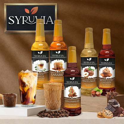 Syruvia French Vanilla Coffee Syrup- 25.4 Fl Oz. Premium Coffee Flavoring Syrup. Kosher, And Gluten-Free. Perfect For Enhancing Drinks, Sodas, Shakes, Desserts, And More.