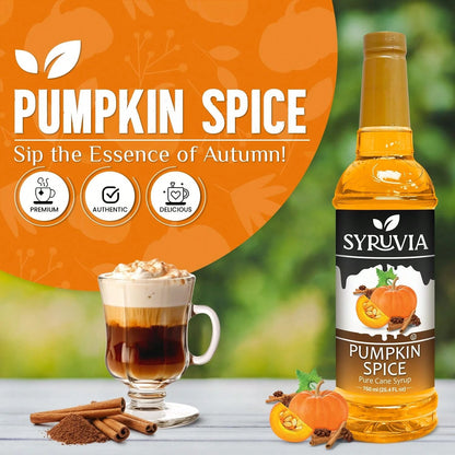 Syruvia Pumpkin Spice Syrup For Coffee 25.4 Ounces Pumpkin Spice Flavored Coffee Syrup
