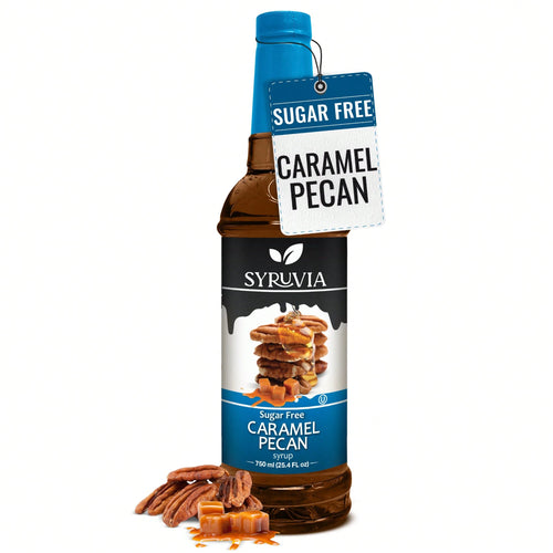 Syruvia Sugar-Free Caramel Pecan Syrup- 25.4 Fl Oz Premium Coffee Flavoring Syrup. 0 Calories, Kosher, And Gluten-Free. Ideal For Drinks, Sodas, Shakes, Desserts, And More.