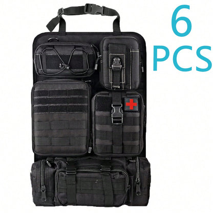 Tactical Vehicle Organizers Panel Vehicle Protector Organizers, Universal Tactical Car Seat Back Organizer Bag, Tactical Seat Covers With 5 Detachable Pouches For Universal Fits For Most Of Vehicle Ca
