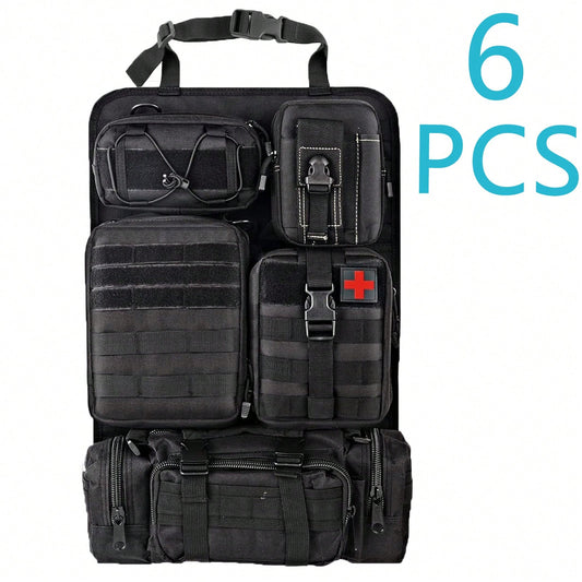 Tactical Vehicle Organizers Panel Vehicle Protector Organizers, Universal Tactical Car Seat Back Organizer Bag, Tactical Seat Covers With 5 Detachable Pouches For Universal Fits For Most Of Vehicle Ca