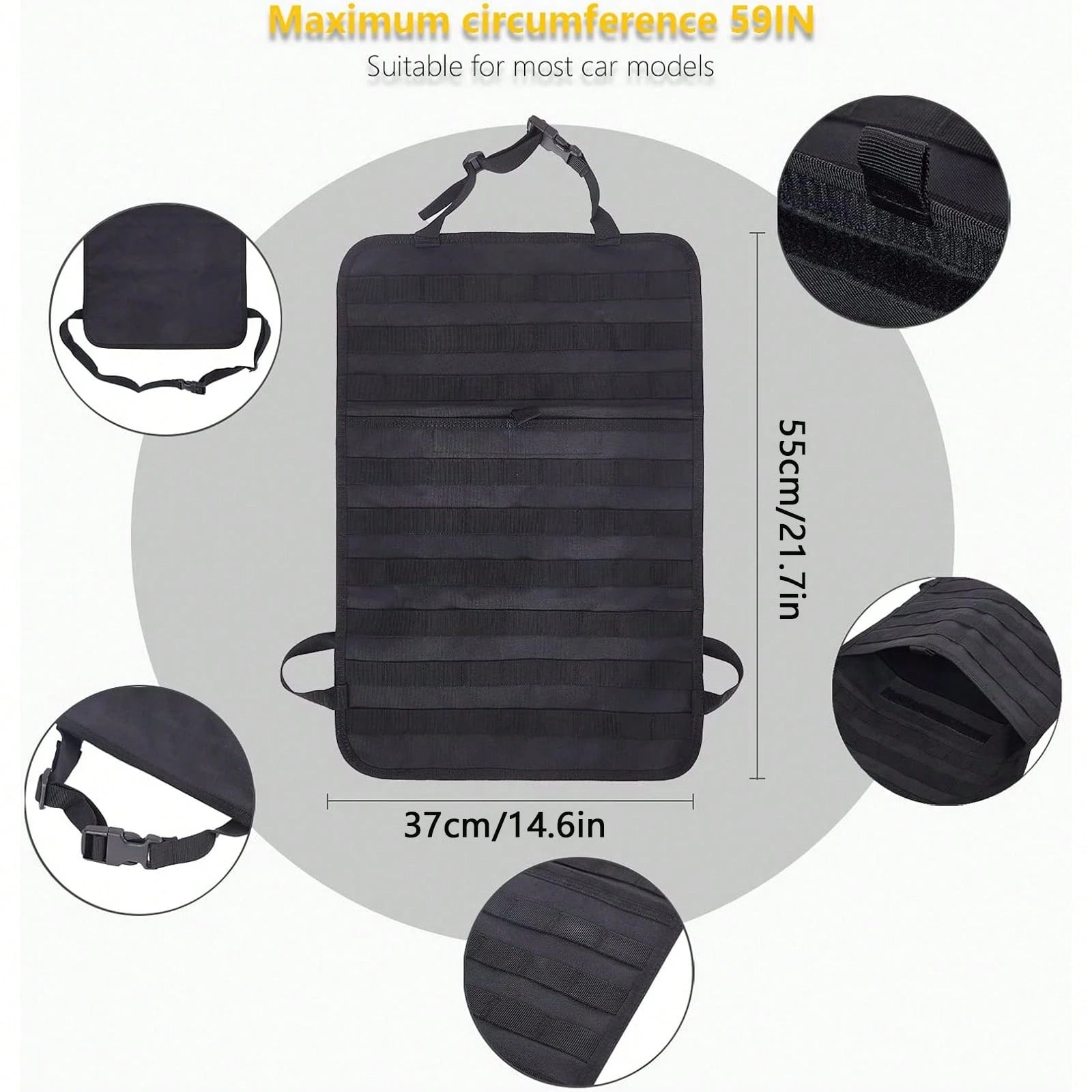 Tactical Vehicle Organizers Panel Vehicle Protector Organizers, Universal Tactical Car Seat Back Organizer Bag, Tactical Seat Covers With 5 Detachable Pouches For Universal Fits For Most Of Vehicle Ca