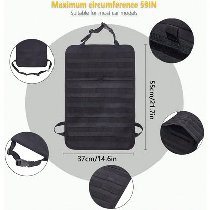 Tactical Vehicle Organizers Panel Vehicle Protector Organizers, Universal Tactical Car Seat Back Organizer Bag, Tactical Seat Covers With 5 Detachable Pouches For Universal Fits For Most Of Vehicle Ca