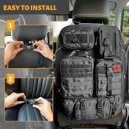 Tactical Vehicle Organizers Panel Vehicle Protector Organizers, Universal Tactical Car Seat Back Organizer Bag, Tactical Seat Covers With 5 Detachable Pouches For Universal Fits For Most Of Vehicle Ca