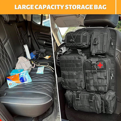 Tactical Vehicle Organizers Panel Vehicle Protector Organizers, Universal Tactical Car Seat Back Organizer Bag, Tactical Seat Covers With 5 Detachable Pouches For Universal Fits For Most Of Vehicle Ca