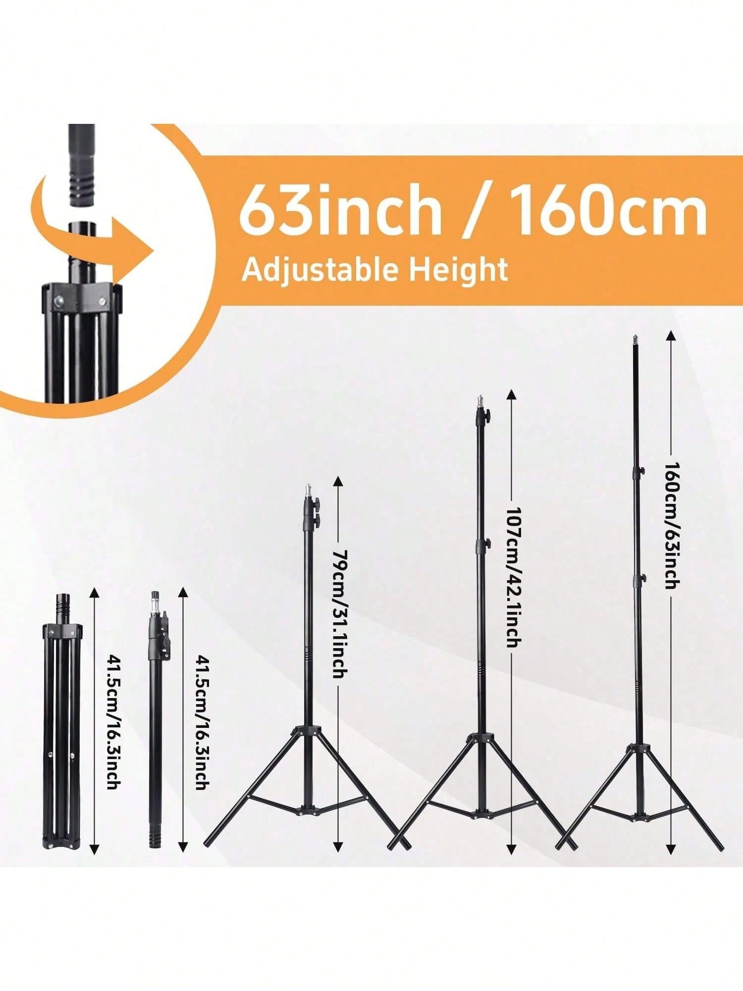 Tangle Free Large Size Phone Photography Accessories 10 Inch LED Ring Light Set/Multi Function Fill Light, With 160cm Adjustable Triangle Bracket And A Universal Phone Clip, USB Power Supply, LED Ring