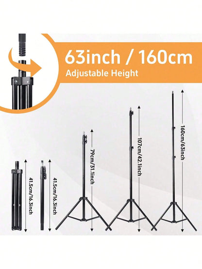 Tangle Free Large Size Phone Photography Accessories 10 Inch LED Ring Light Set/Multi Function Fill Light, With 160cm Adjustable Triangle Bracket And A Universal Phone Clip, USB Power Supply, LED Ring