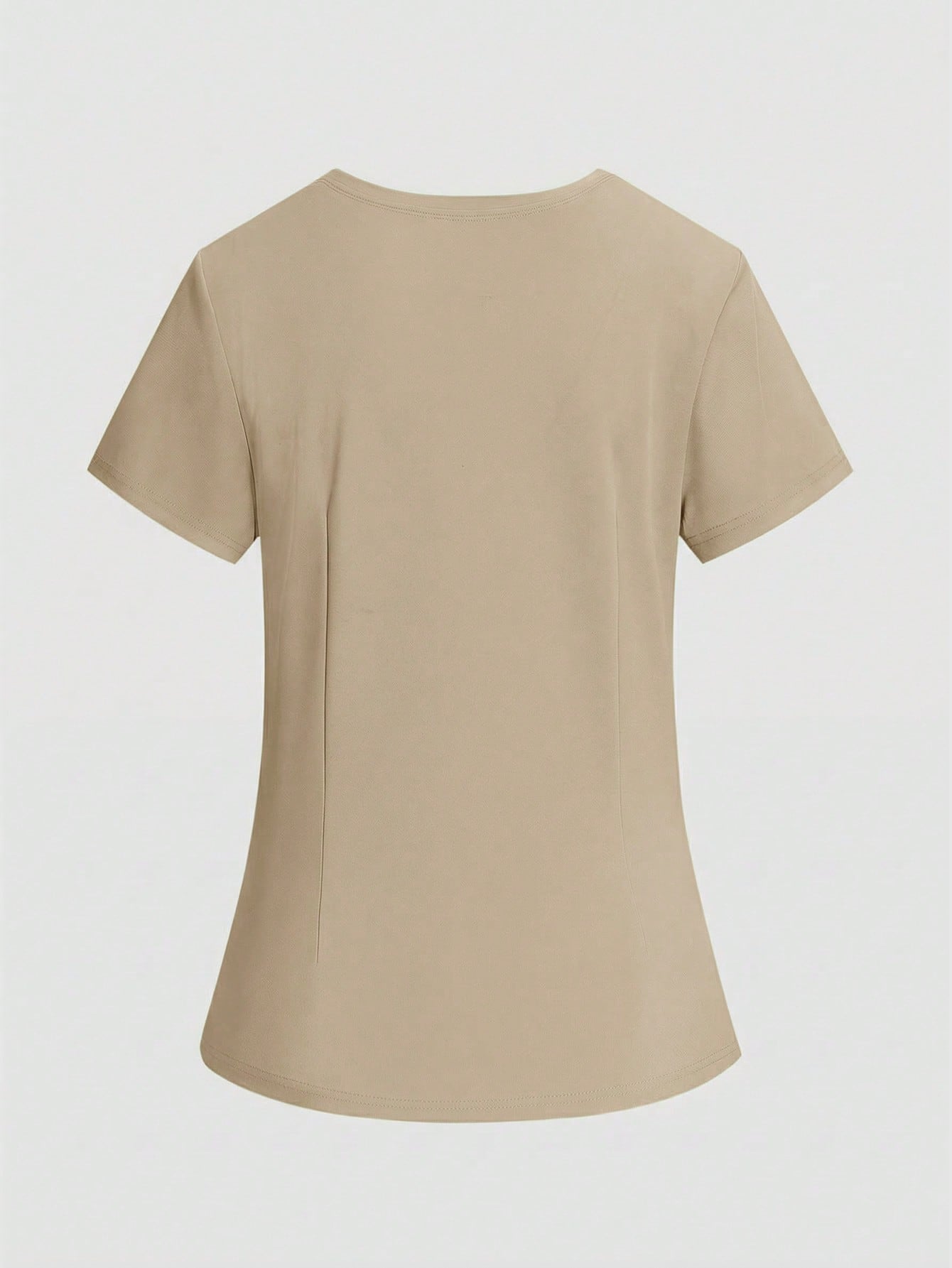 TaskEZ Simple Solid Color V-Neck Short Sleeve T-Shirt With Pockets Paired With Long Pants, Scrub Set