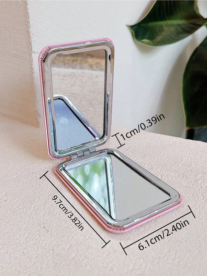 Tay Mills Artist Girlcore Cute Cartoon Girl Pattern Flip Kawaii Makeup Mirror, For Holiday, Valentine's Day