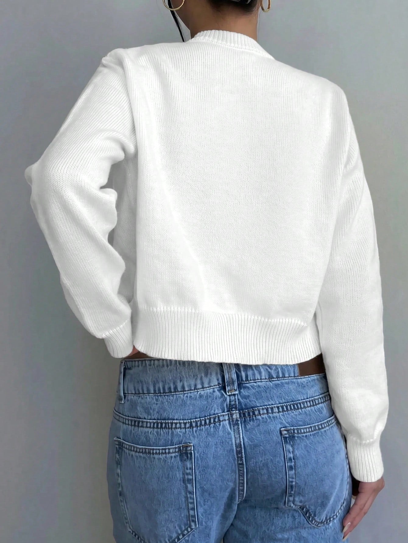 Teen Girl Casual Versatile Solid Color Cardigan Back-To-School Graduation White Autumn