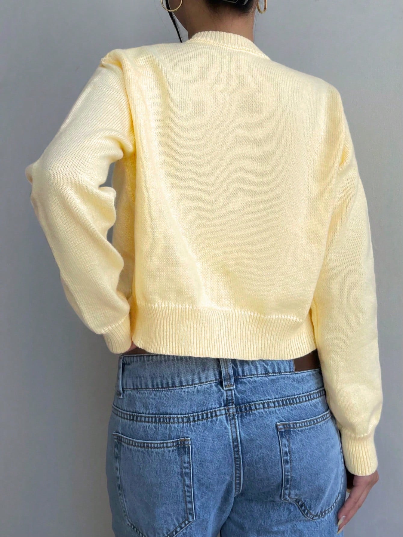 Teen Girl Casual Versatile Solid Color Cardigan Back-To-School Graduation White Autumn