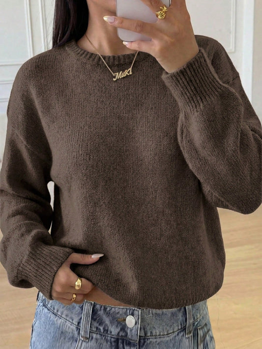 Teen Girl Teen Girl Casual Lantern Sleeve Cropped Solid Color Long Sleeve Sweater, Brown Sweater, Autumn Sweater, Autumn Girls Sweater, Girls Sweater, Autumn Sweater, Autumn Clothing, Outing