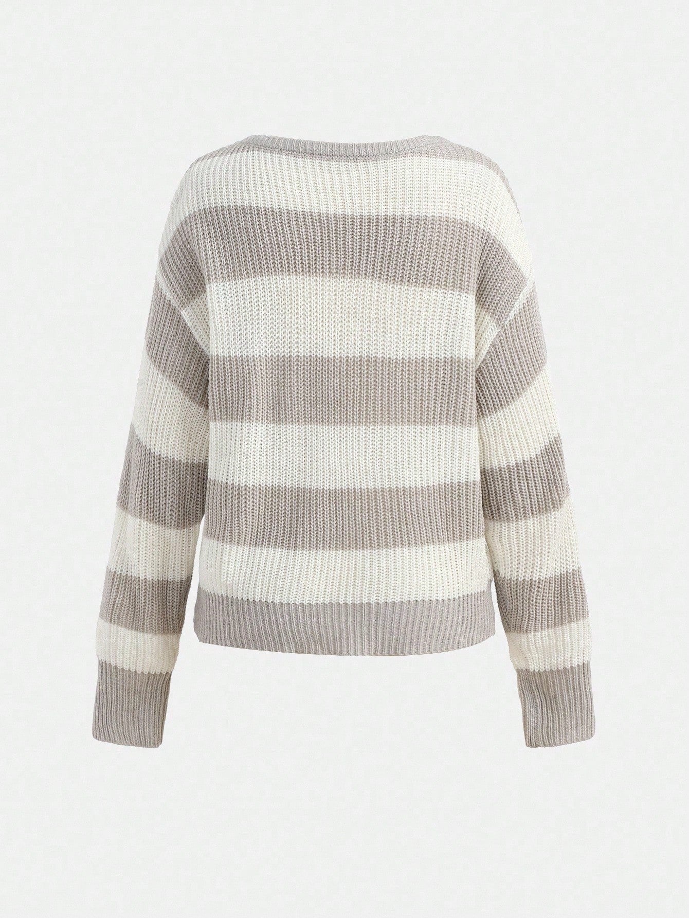 Teen Girls Casual Striped Knit Sweater,Minimalist&Fashionable,Suitable For Everyday Wear,Autumn/Winter Cute Tops Cropped Off Shoulder Top