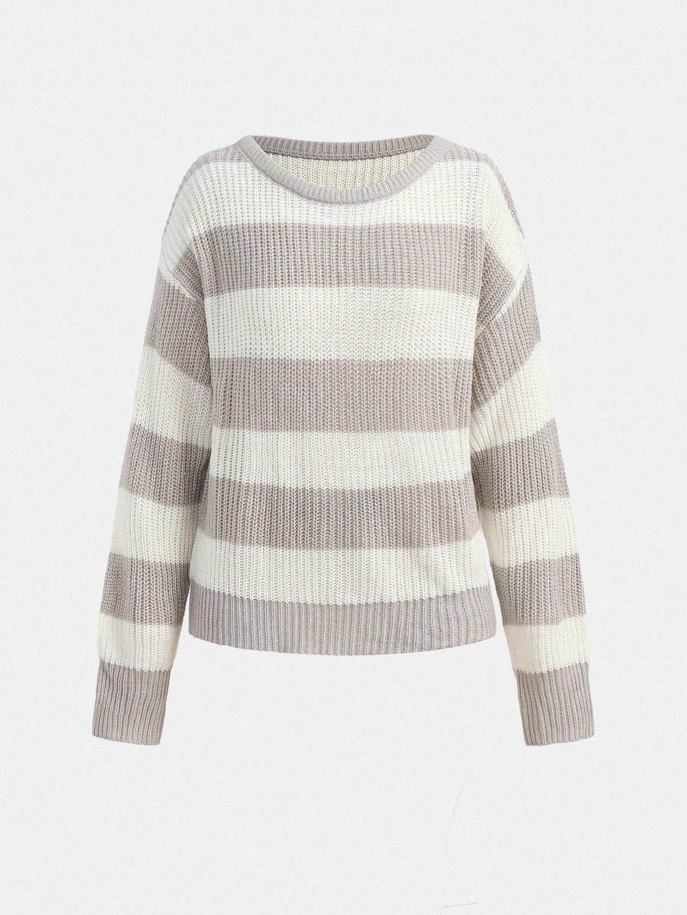 Teen Girls Casual Striped Knit Sweater,Minimalist&Fashionable,Suitable For Everyday Wear,Autumn/Winter Cute Tops Cropped Off Shoulder Top
