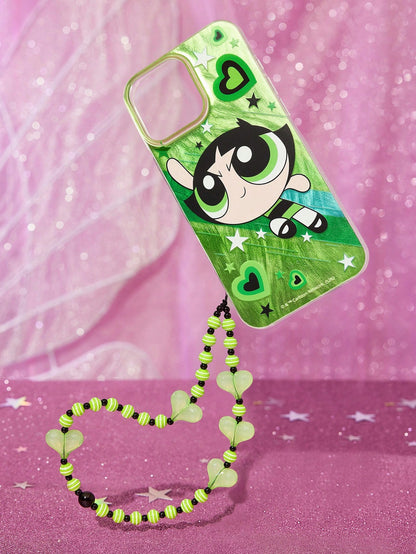 THE POWERPUFF GIRLS X Cartoon Printed Mobile Phone Case, With Mobile Phone Chain, Suitable For 11-17 Pro Max