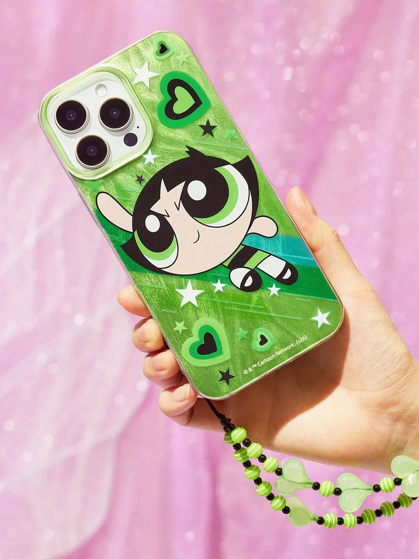 THE POWERPUFF GIRLS X Cartoon Printed Mobile Phone Case, With Mobile Phone Chain, Suitable For 11-17 Pro Max