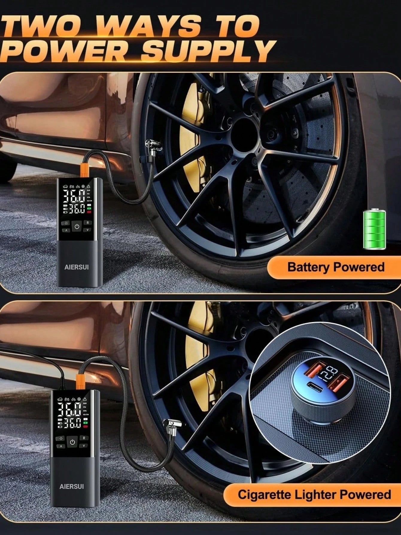 Tire Inflator Portable Air Compressor Cordless Mini Balls Pump With Digital Pressure Gauge Inflater 150PSI 3X Fast Inflation Auto Shutoff Tires Pump For Cars Motors Bikes Balls 11.1V/DC12V 2000MAH
