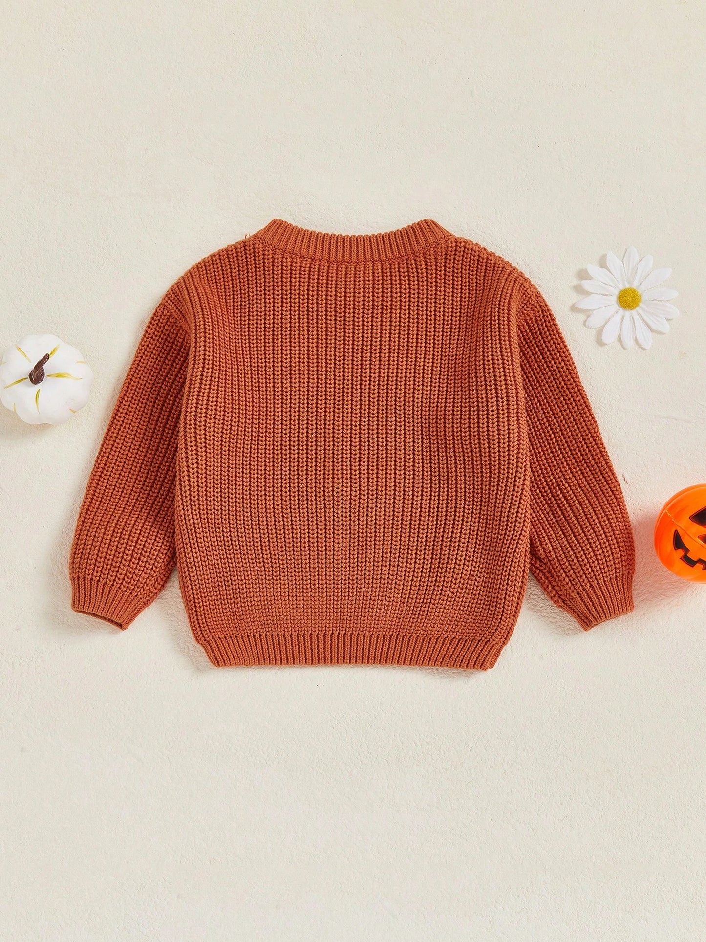 Toddler Baby Girl Halloween Knitted Sweater Long Sleeve Flower Pullover 3M 6M 9M 12M 18M 24M 3T Kids Warm Jumpers Tops Fall Loose Knitwear