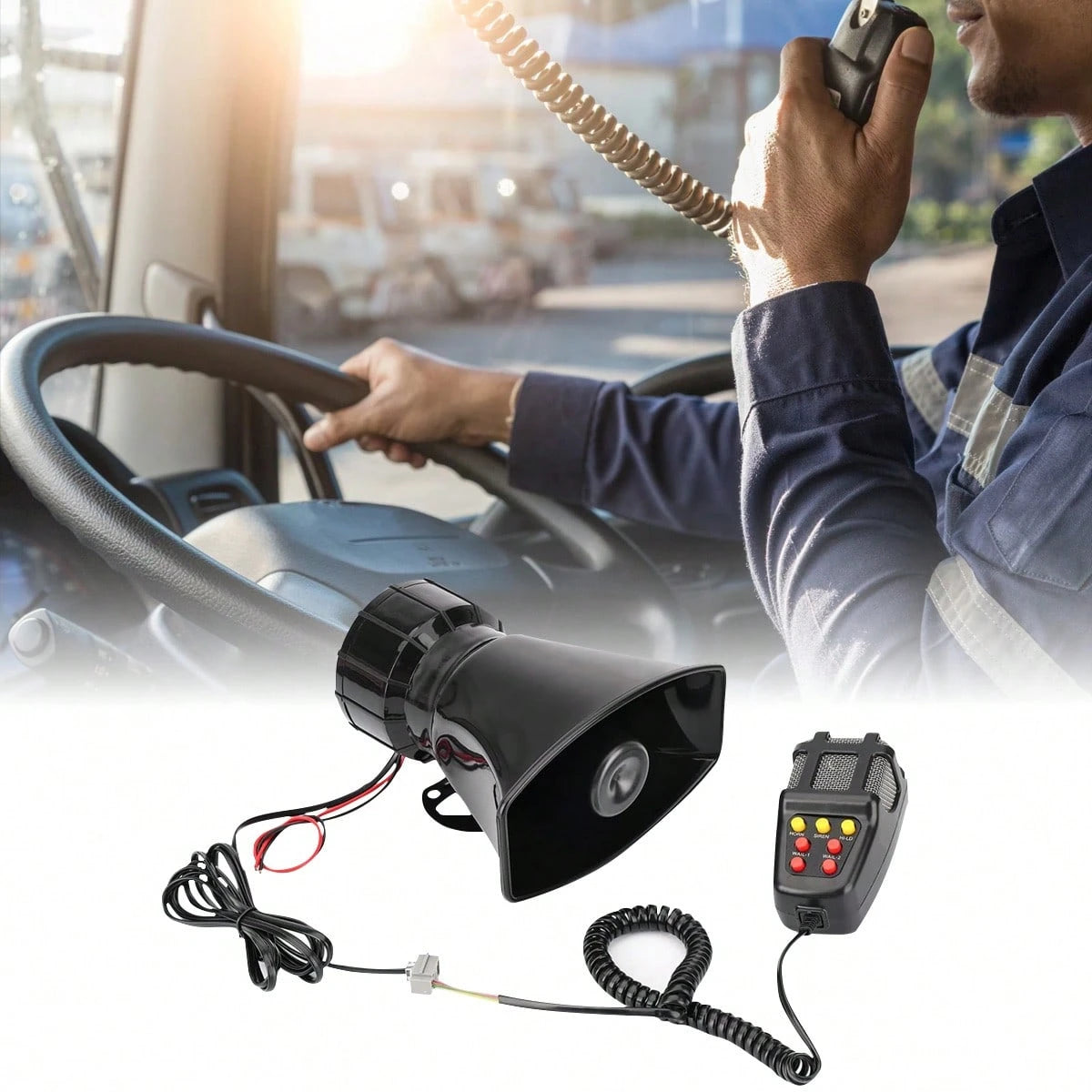 Tone Sound Loud Car Siren Vehicle Horn Hooter/Ambulance/Siren/Traffic Sound With Black Remote Controller 24V 100W (1PC Remote Controller)