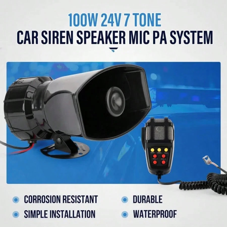 Tone Sound Loud Car Siren Vehicle Horn Hooter/Ambulance/Siren/Traffic Sound With Black Remote Controller 24V 100W (1PC Remote Controller)