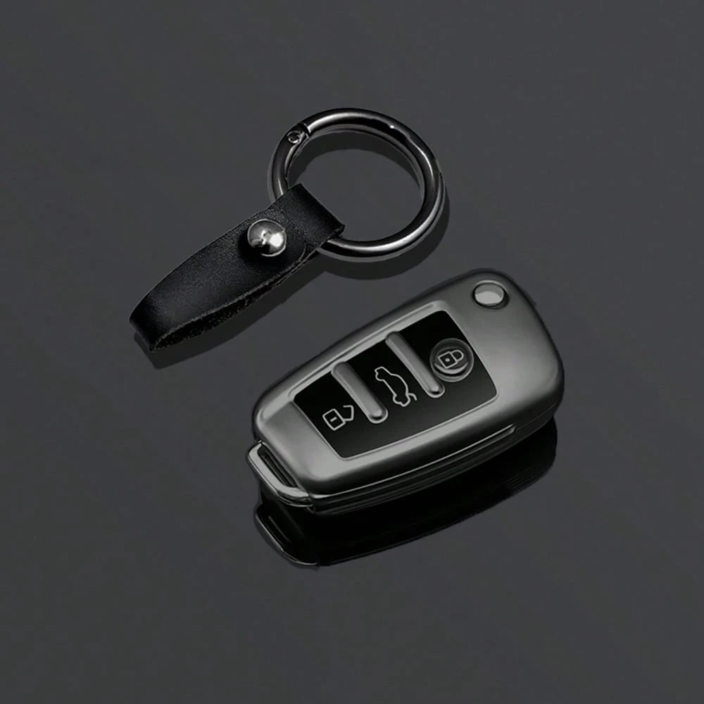 TPU Car Folding Key Cover Case For Audi A3 8L 8P A4 B6 B7 B8 A6 C5 C6 4F RS3 Q3 Q7 TT 8L 8V S3 Key Fob Shell Accessories
