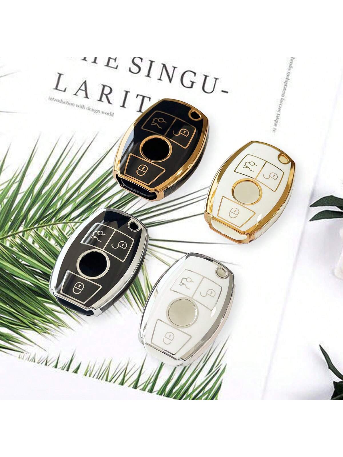 TPU Soft Car Remote Key Fob Cover, Compatible With Mercedes-Benz C-Class 3-Button Smart Key, GLA200, G300, G350, GLE320, GL-Class, ML-Class, V-Class, Vito, Viano- Durable & Flexible TPU Protection, I