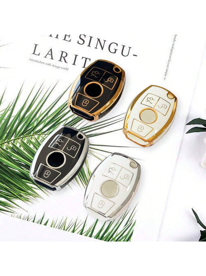 TPU Soft Car Remote Key Fob Cover, Compatible With Mercedes-Benz C-Class 3-Button Smart Key, GLA200, G300, G350, GLE320, GL-Class, ML-Class, V-Class, Vito, Viano- Durable & Flexible TPU Protection, I