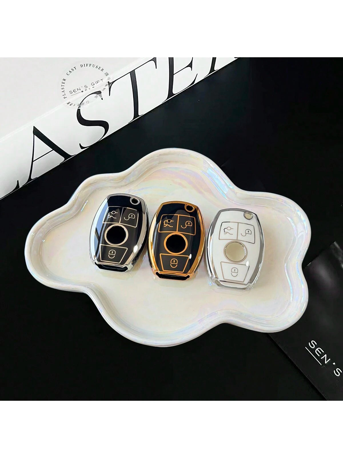 TPU Soft Car Remote Key Fob Cover, Compatible With Mercedes-Benz C-Class 3-Button Smart Key, GLA200, G300, G350, GLE320, GL-Class, ML-Class, V-Class, Vito, Viano- Durable & Flexible TPU Protection, I