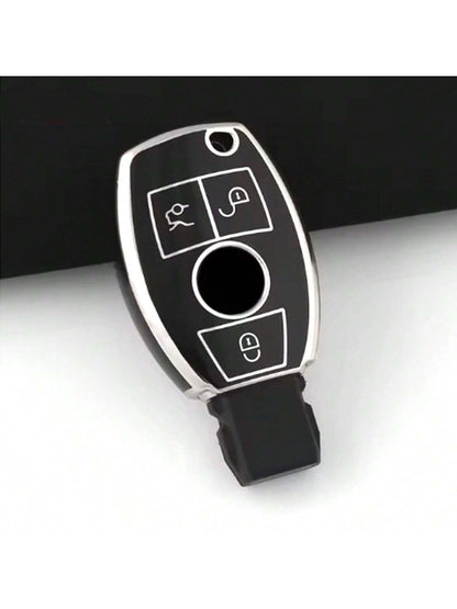 TPU Soft Car Remote Key Fob Cover, Compatible With Mercedes-Benz C-Class 3-Button Smart Key, GLA200, G300, G350, GLE320, GL-Class, ML-Class, V-Class, Vito, Viano- Durable & Flexible TPU Protection, I