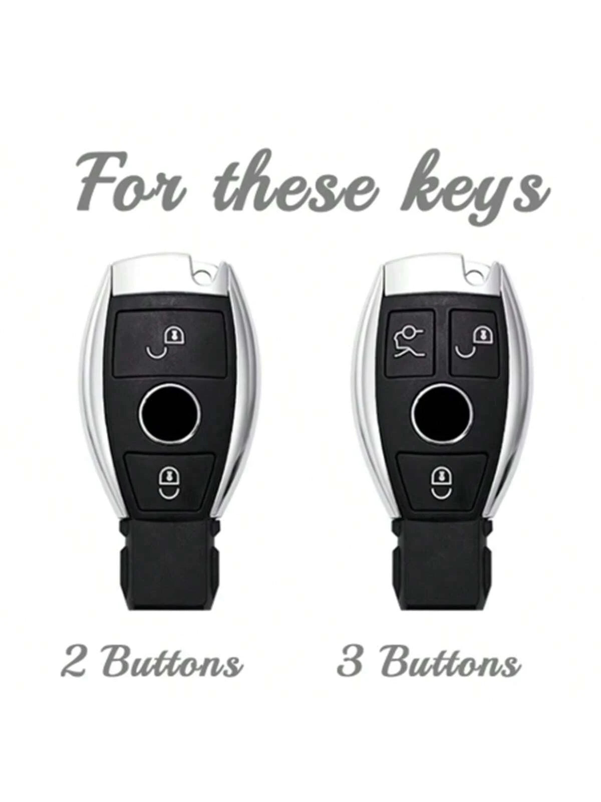 TPU Soft Car Remote Key Fob Cover, Compatible With Mercedes-Benz C-Class 3-Button Smart Key, GLA200, G300, G350, GLE320, GL-Class, ML-Class, V-Class, Vito, Viano- Durable & Flexible TPU Protection, I