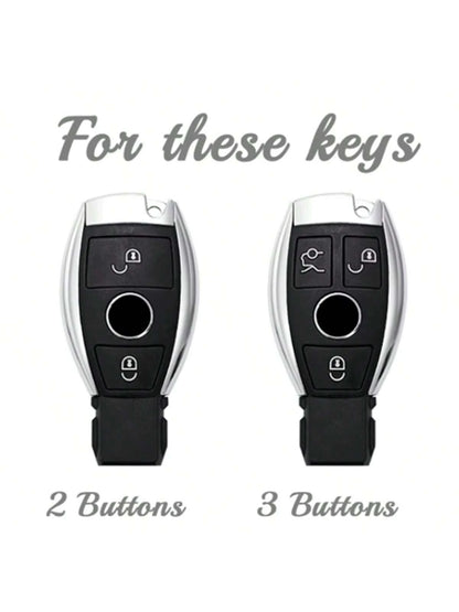 TPU Soft Car Remote Key Fob Cover, Compatible With Mercedes-Benz C-Class 3-Button Smart Key, GLA200, G300, G350, GLE320, GL-Class, ML-Class, V-Class, Vito, Viano- Durable & Flexible TPU Protection, I