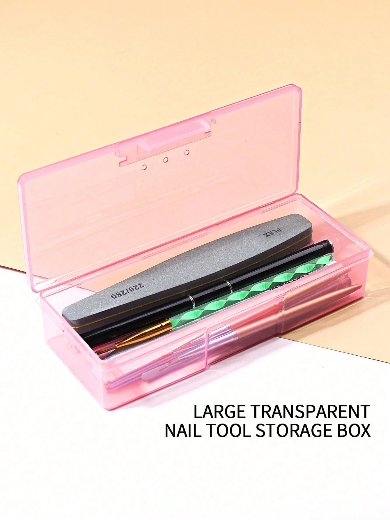 Transparent Pink Nail Art Tool Storage Box