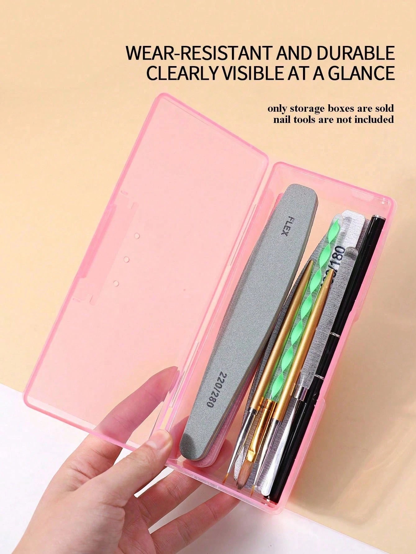 Transparent Pink Nail Art Tool Storage Box