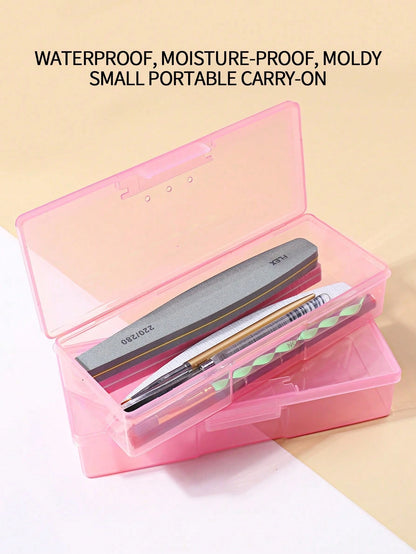Transparent Pink Nail Art Tool Storage Box