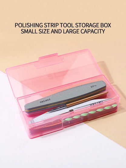 Transparent Pink Nail Art Tool Storage Box