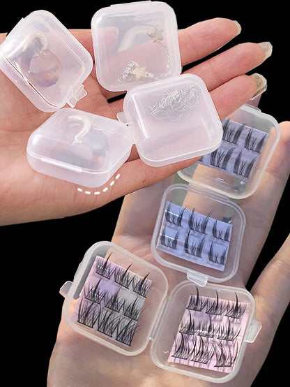 Transparent Plastic Portable False Eyelash Storage Box, Multipurpose Jewelry Earrings Studs Necklace Organizer, Dustproof Cover Jewelry Display Case, Available In 5pcs/10pcs/20pcs/30pcs/50pcs,Jewelle