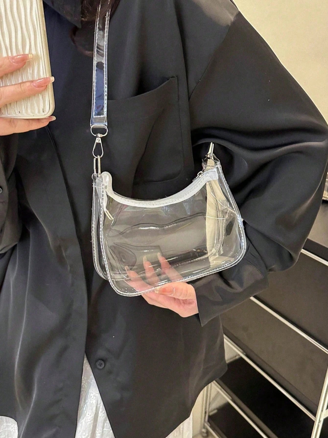 Transparent Shoulder Bag, Music Concert Approved Clear Bag, Unisex Sports Event PVC Tote, Beach Bags, Summer Outfits