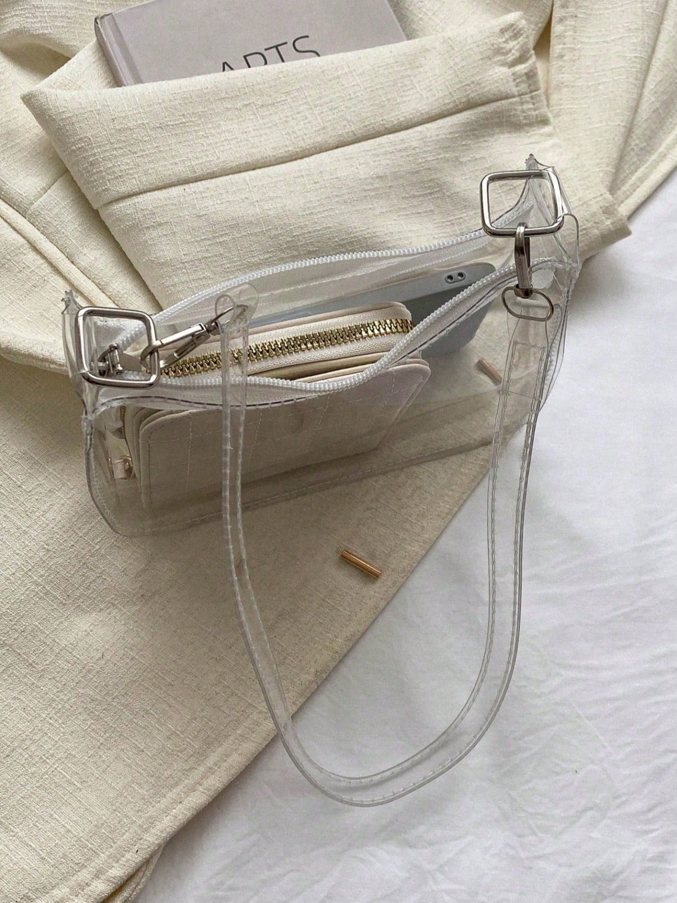 Transparent Shoulder Bag, Music Concert Approved Clear Bag, Unisex Sports Event PVC Tote, Beach Bags, Summer Outfits