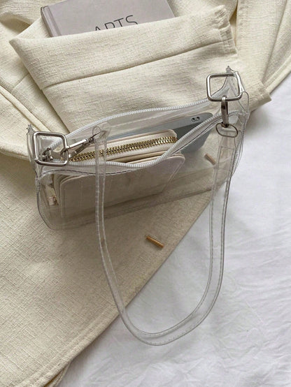 Transparent Shoulder Bag, Music Concert Approved Clear Bag, Unisex Sports Event PVC Tote, Beach Bags, Summer Outfits