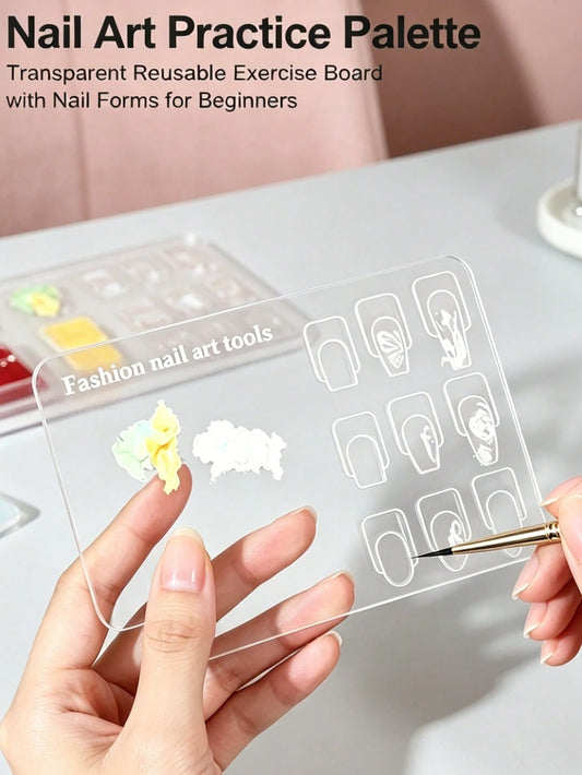 Transparent Thickened Nail Art Palette, Acrylic Nail Art Practice Board, Transparent Reusable Nail Art Practice Palette, Beginner Nail Art Template, Reusable Painting Practice Board, Nail Art Tools