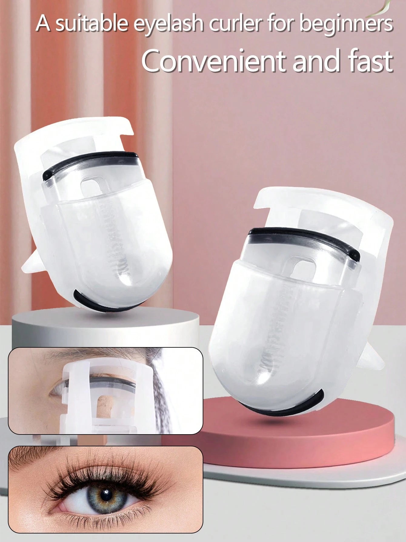 Transparent White Mini Portable Eyelash Curler- Easy Shaping, Non-Damaging, Eye Contour Fitting, Wide-Angle Non-Clamping, Includes Spare Pads, Easy Replacement, Suitable For Beginners,Makeup,Cheap,Ro