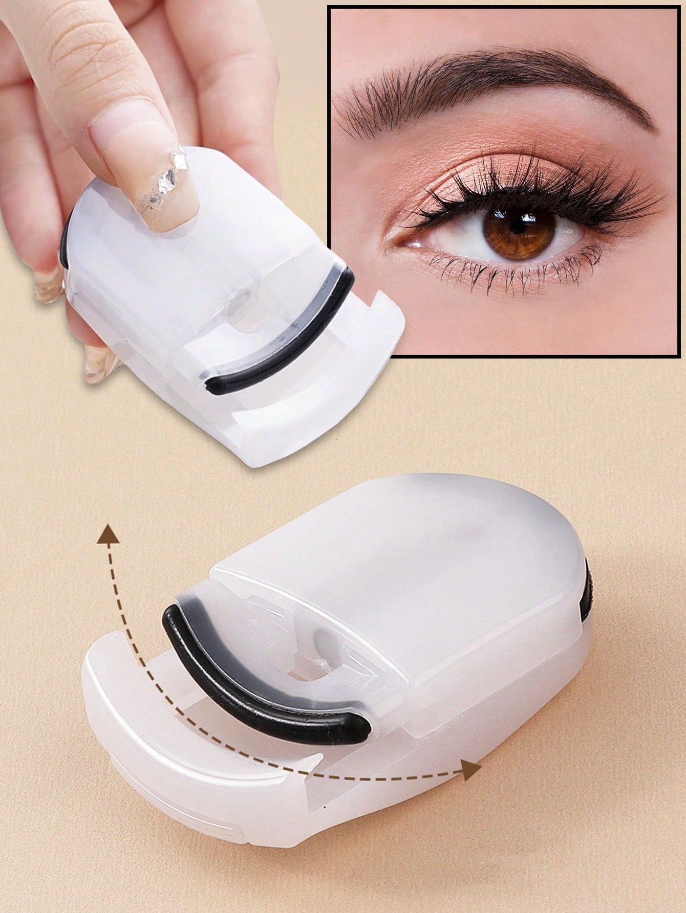 Transparent White Mini Portable Eyelash Curler- Easy Shaping, Non-Damaging, Eye Contour Fitting, Wide-Angle Non-Clamping, Includes Spare Pads, Easy Replacement, Suitable For Beginners,Makeup,Cheap,Ro