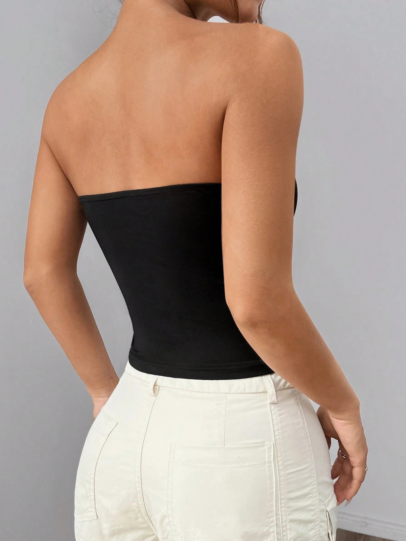 TRNVIE Women's Solid Color Ruched Hollow-Out Cropped Sexy Camisole Top