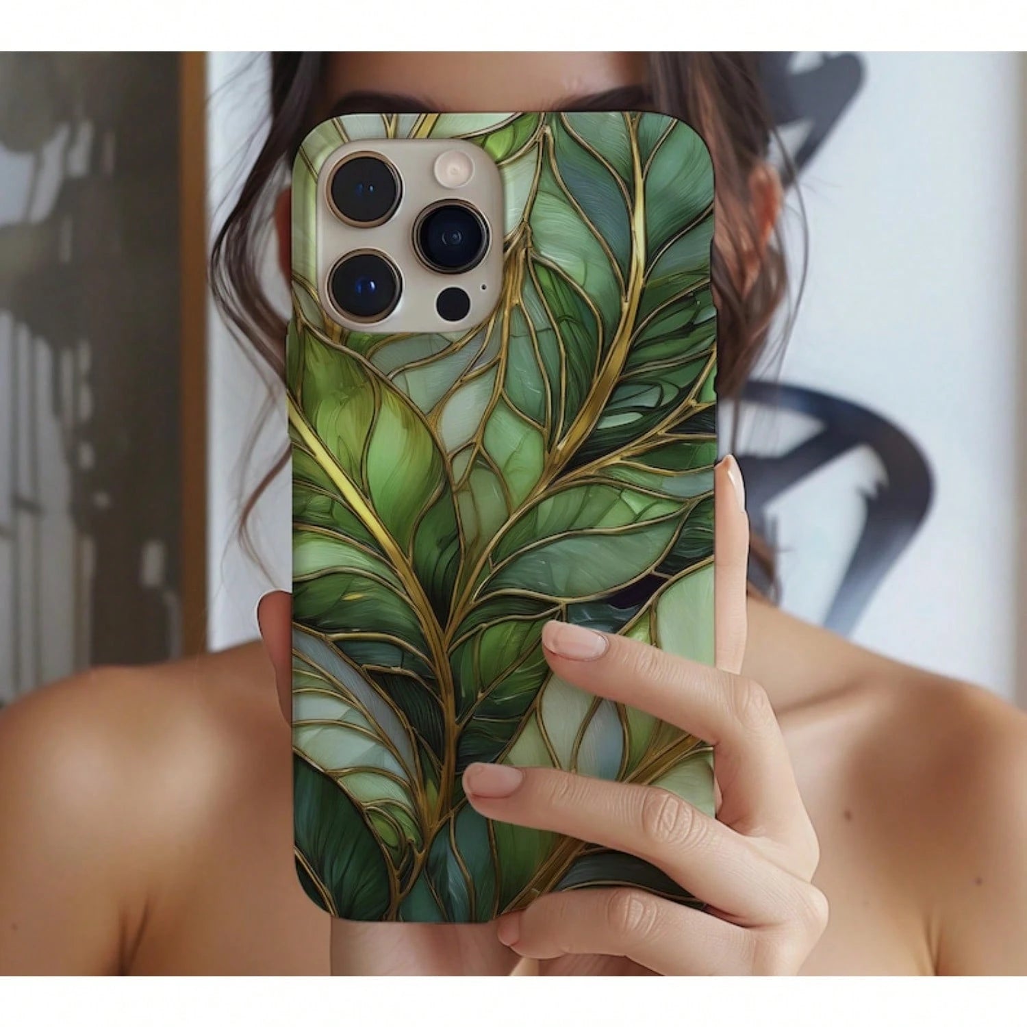 Tropical Leaves Stained Glass Phone Case