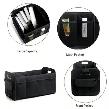 Trunk Organizer- A Foldable Trunk Organizer For SUVs And Sedans, Designed To Keep Your Car Tidy. Sturdy And Durable, It's Perfect For Storing Car Accessories, Tools, And Miscellaneous Items.