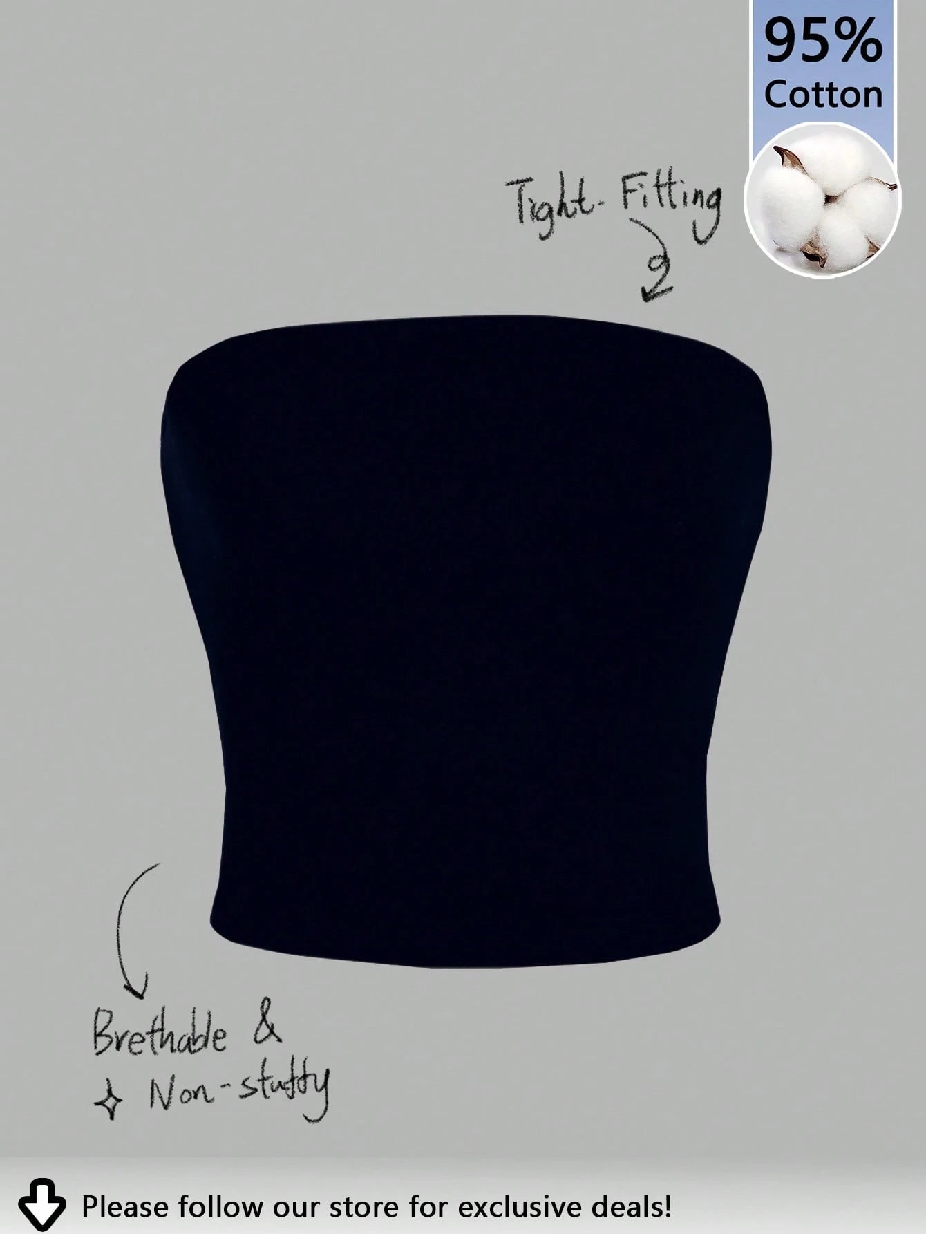 Tseoso Women's 95% Cotton Black Tube Top,Tight Casual Basic Everyday Summer Tops,Vintage Versatile Softgirl Style,Suitable For Summer&Autumn Fall Clothes