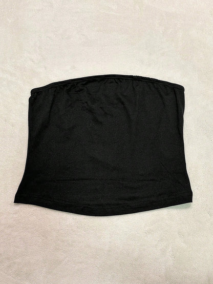 Tseoso Women's 95% Cotton Black Tube Top,Tight Casual Basic Everyday Summer Tops,Vintage Versatile Softgirl Style,Suitable For Summer&Autumn Fall Clothes