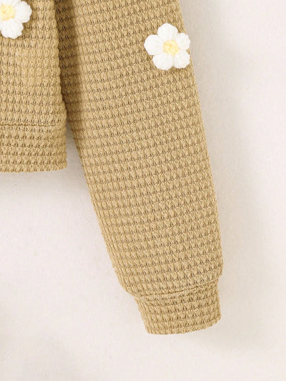 Tween Girls Long Sleeve Casual Floral Print Knitted Yellow Cardigan Zip Up Jacket, Autumn,Holiday,Summer,Travel Fall Winter, Back To School, For Girls