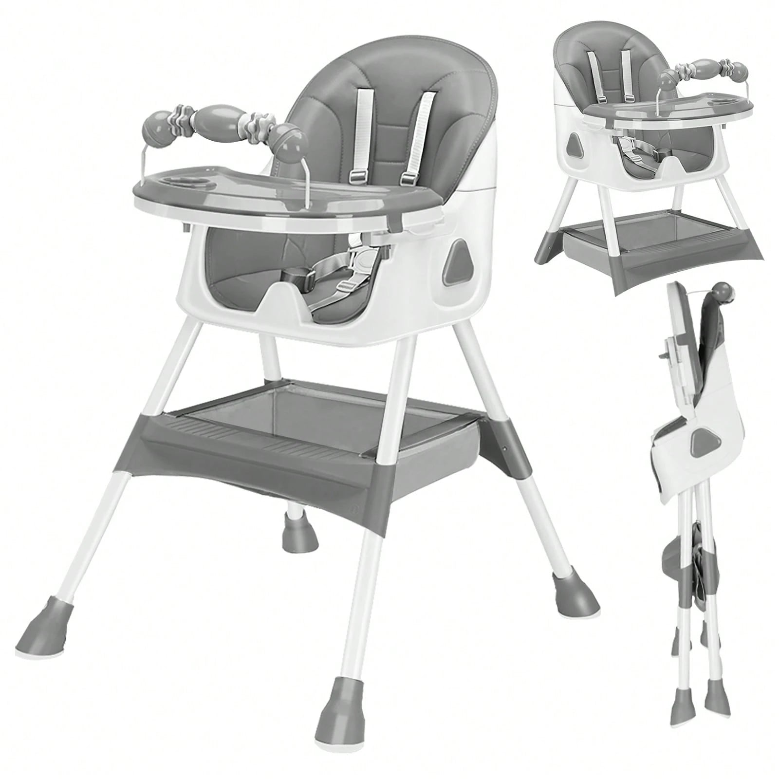 UBRAVOO 3-In-1 Baby High Chair Foldable Portable Dining Chairs Eat & Play Convertible With FivePoint Snap Button,DoubleLayer Dinner Plate And Toy Rack