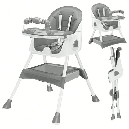 UBRAVOO 3-In-1 Baby High Chair Foldable Portable Dining Chairs Eat & Play Convertible With FivePoint Snap Button,DoubleLayer Dinner Plate And Toy Rack